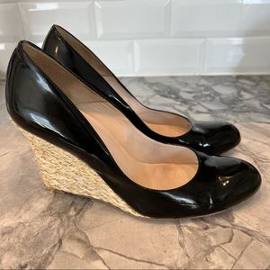 LK Bennett Black Maddox Patent Leather Wedges size 41